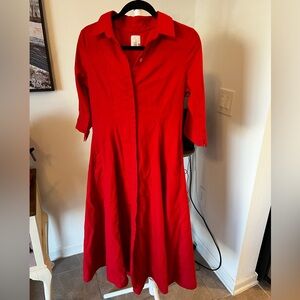Joie Vibrant Red Long Sleeve Dress with callout